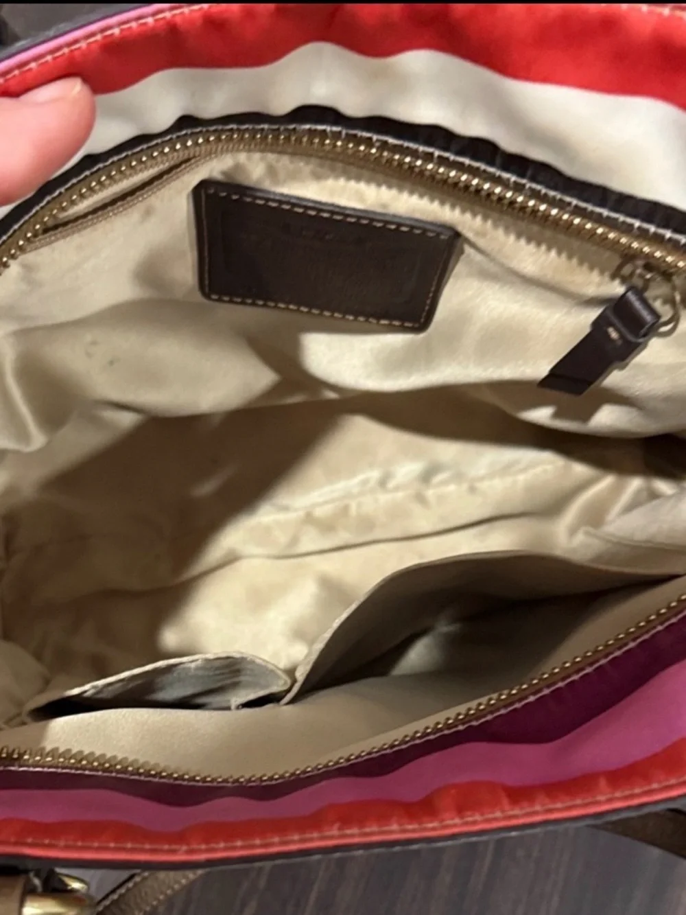 Coach Multicolor Stripe Tote with Gold Trim - Picture 6 of 8